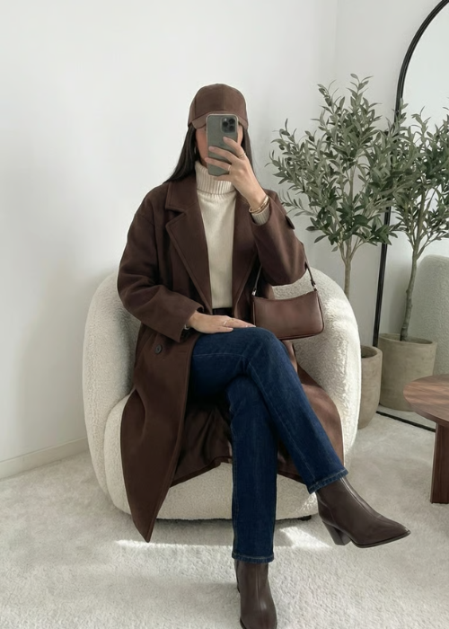 Manteau long marron